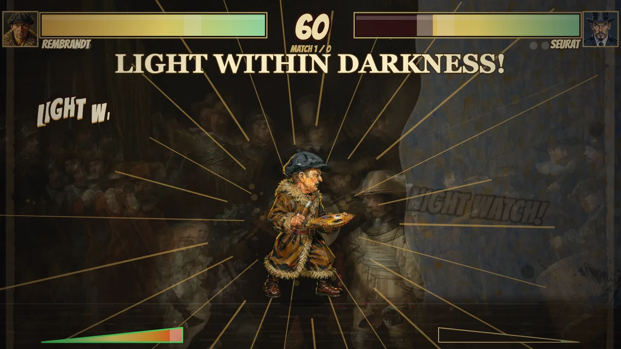 Artist Fighter — Rembrandt unleashes Light Within Darkness across a painted arena